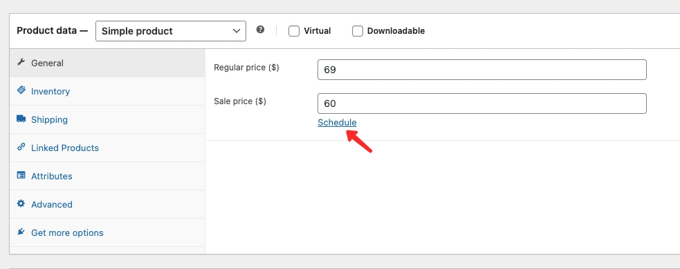 WooCommerce schedule sale price settings