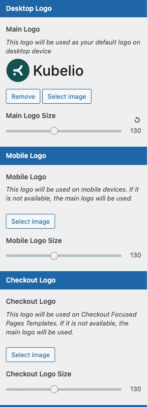 Upload a logo to customize the Kubelio theme branding