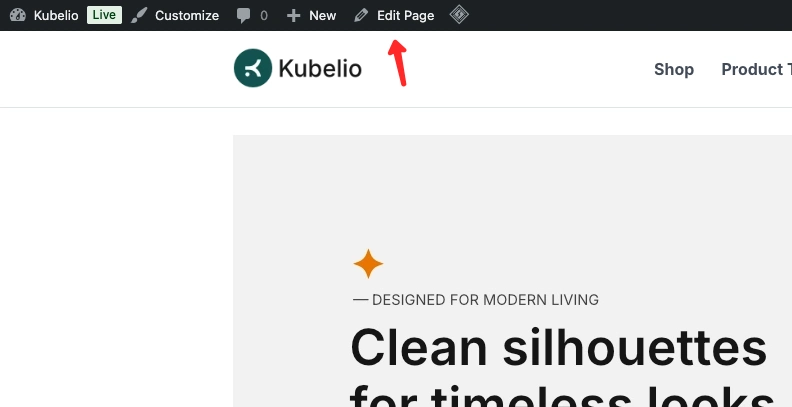 Edit homepage using the WordPress block editor in Kubelio theme
