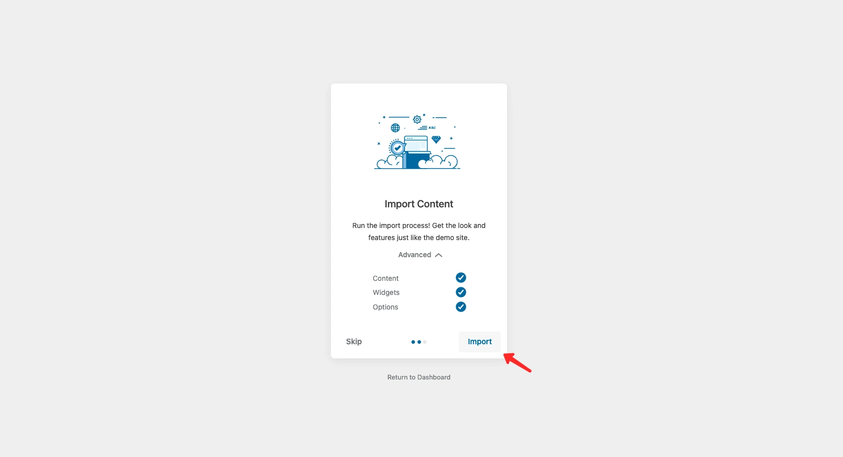 Import demo content to match the Kubelio theme demo layout